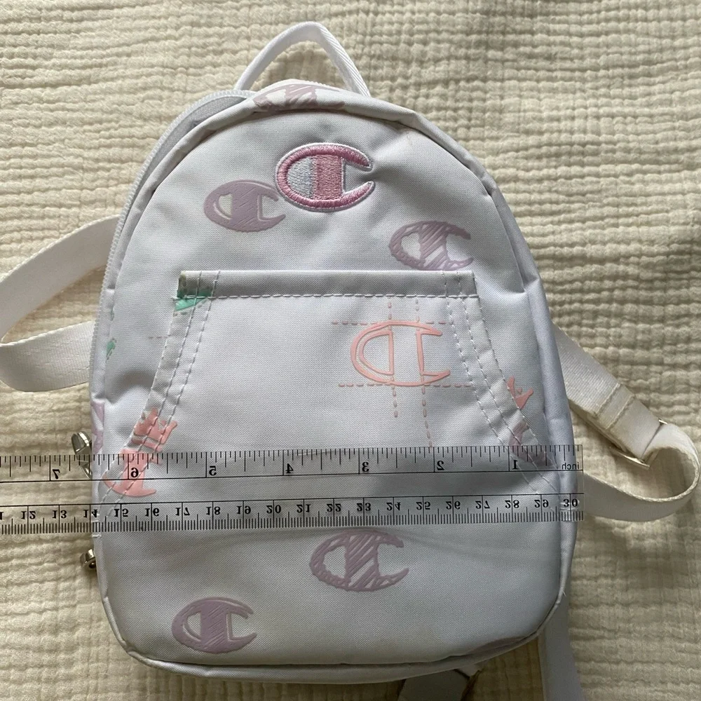 White Monogram Champion Mini Convertible Backpack/ Shoulder Bag - Picture 4 of 7